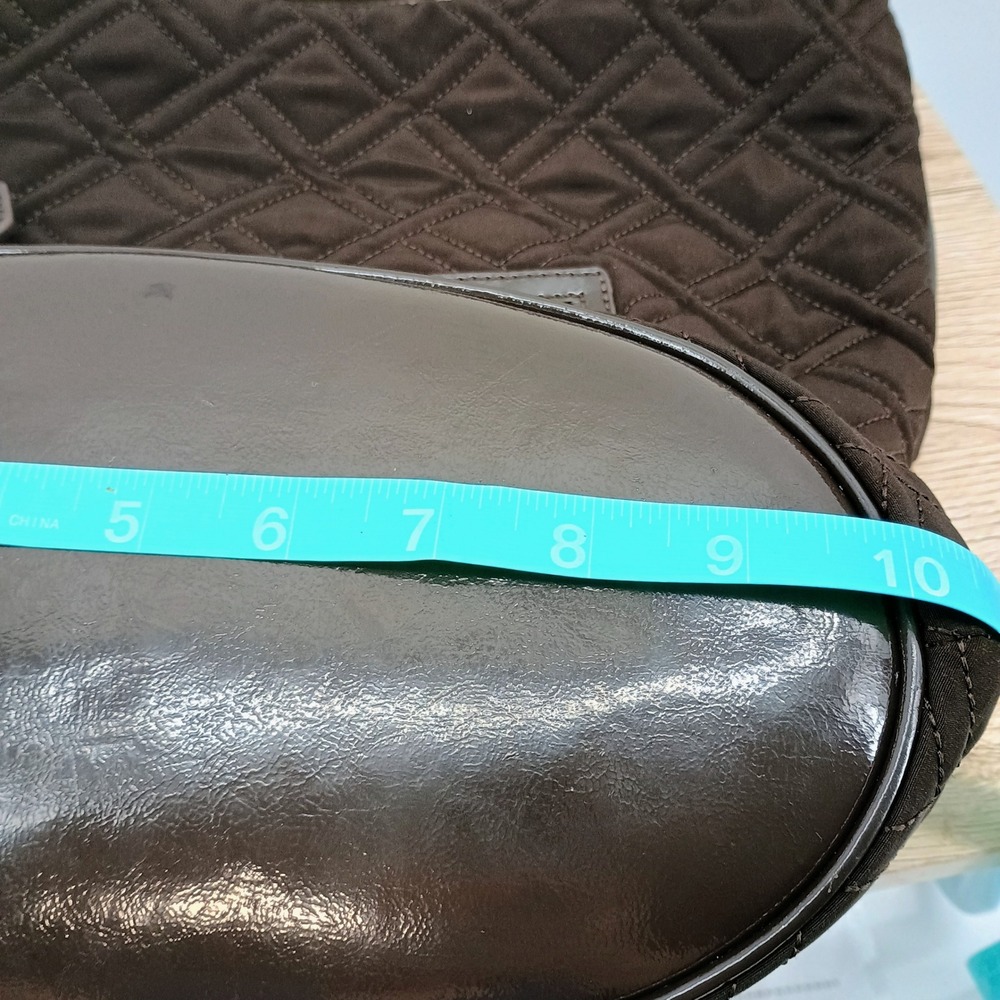 Vera Bradley Chocolate Brown Quilted Microfiber Hobo Shoulder Bag Patent Trim - Picture 12 of 16